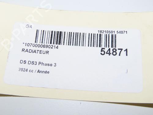 Radiateur à eau DS DS 3 / DS 3 CROSSBACK (UR_, UC_, UJ_) 1.2 PureTech 130 (URHNSS) (131 hp) 31843269