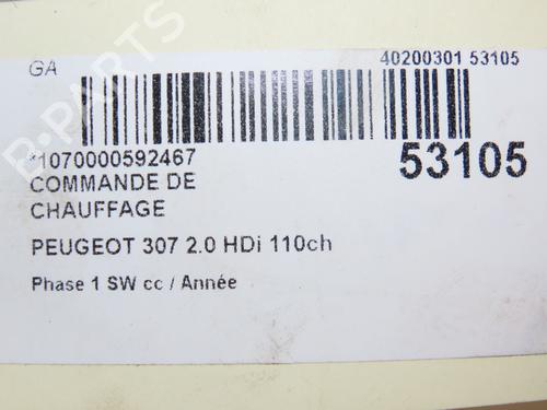 Climate control PEUGEOT 307 SW (3H) 2.0 HDI 110 | BP28967895I5