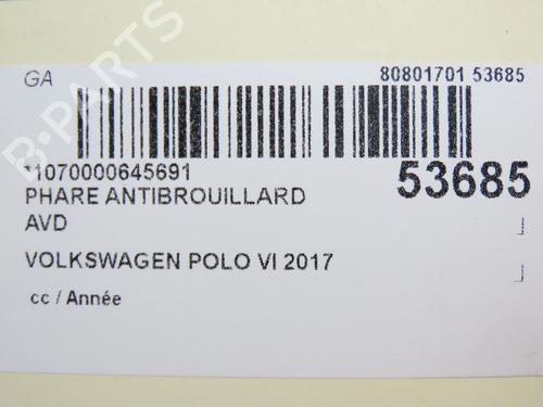 Højre Foran Tågelygte VW POLO V (6R1, 6C1) 1.4 TDI (90 hp) 28832403