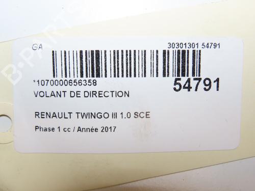 Used Steering wheel RENAULT TWINGO III (BCM_, BCA_) 1.0 SCe 70 (BCMB) (69 hp) 28967495