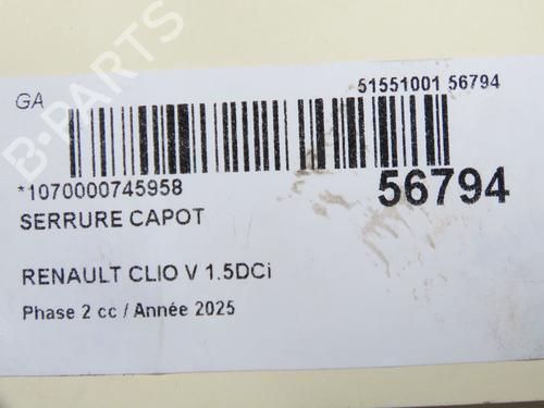 hjelmlås RENAULT CLIO V (B7_) 1.5 Blue dCi 100 (B7AD) | BP33998822C133  - Image 5