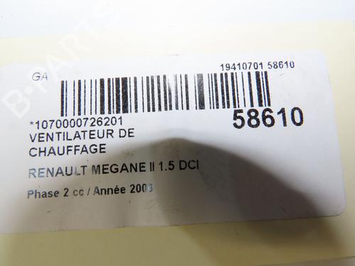 Used Heater blower motor Heater blower motor RENAULT MEGANE II Estate (KM0/1_) 1.5 dCi (KM16, KM1E) (106 hp) 33893104 33893104