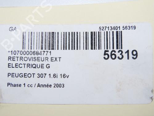 Used Left mirror PEUGEOT 307 (3A/C) 1.6 16V (109 hp) 31605893