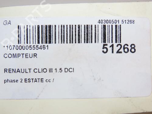 Instrument cluster RENAULT CLIO III Grandtour (KR0/1_) 1.5 dCi (KR0F) | BP26049178C47 