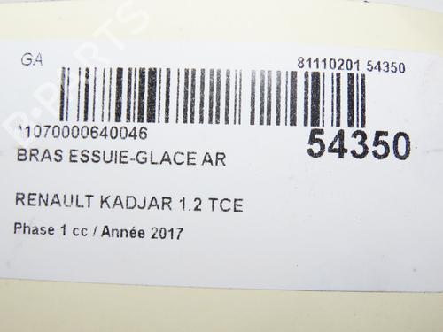 Bagrudeviskerarm Bagrudeviskerarm RENAULT KADJAR (HA_, HL_) 1.2 TCe 130 (HLMR) (130 hp) 36283749 36283749