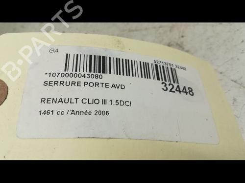 Used Front right lock RENAULT CLIO III (BR0/1, CR0/1) 1.5 dCi (C/BR0G, C/BR1G) (68 hp) 9593435