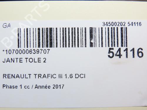 Rim RENAULT TRAFIC III Van (FG_) 1.6 dCi 125 (FGMH) | BP28830166C45 