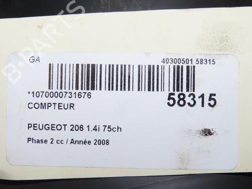 Used Instrument cluster Instrument cluster PEUGEOT 206+ (2L_, 2M_) 1.4 i (2LKFWA, 2MKFWA) (75 hp) 40026336 40026336
