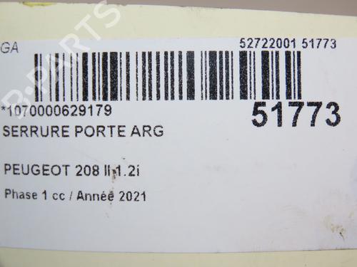 Rear left lock PEUGEOT 208 II (UB_, UP_, UW_, UJ_) 1.2 PureTech 100 | BP28969072C100 