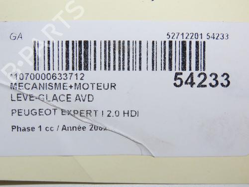 Used Front right window mechanism PEUGEOT EXPERT Van (222) 2.0 HDI (94 hp) 30447529