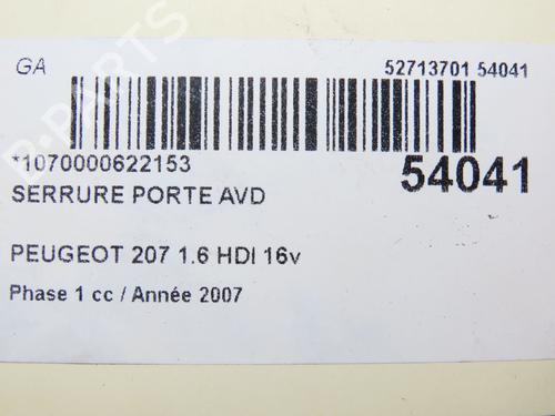 Front right lock PEUGEOT 207 (WA_, WC_) 1.6 HDi | BP28968800C97 
