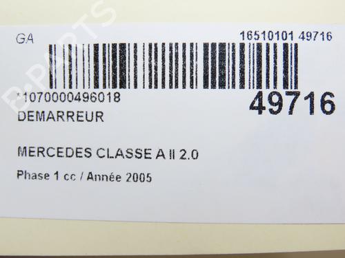 Used Starter MERCEDES-BENZ A-CLASS (W169) A 180 CDI (169.007, 169.307) (109 hp) 19528890