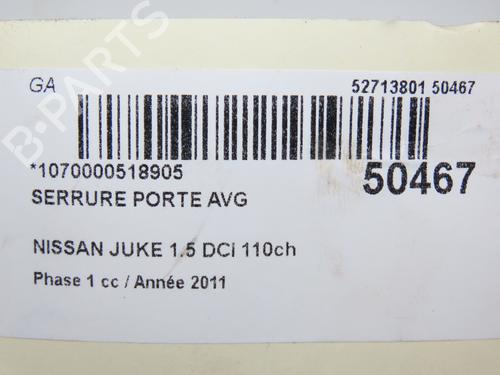 Front left lock NISSAN JUKE (F15) 1.5 dCi | BP18953692C98 