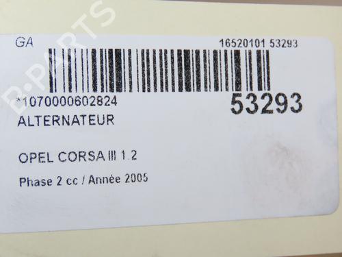 Alternator OPEL CORSA C (X01) 1.2 Twinport (F08, F68) | BP28829117M7 - Image 6