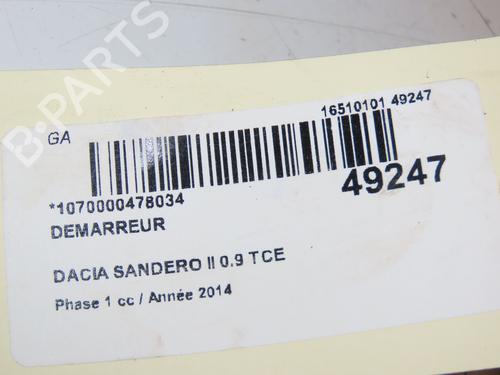 Used Starter Starter DACIA SANDERO II TCe 90 (B8M1, B8MA, B8AC) (90 hp) 16781275 16781275