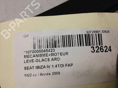 Used Rear right window mechanism SEAT IBIZA IV (6J5, 6P1) 1.4 TDI (80 hp) 9593609