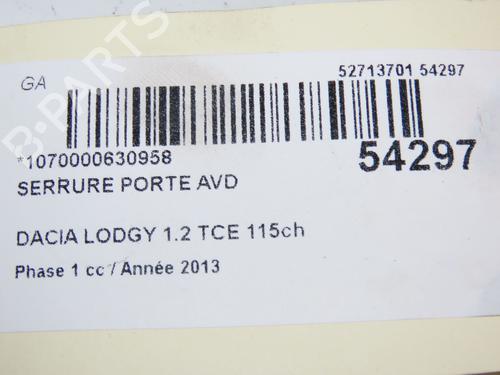 Front right lock DACIA LODGY (JS_) 1.2 TCe (JSAY, JSM0) | BP28831615C97