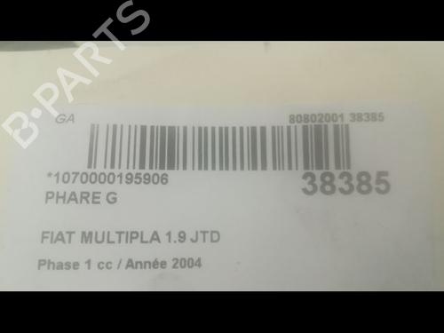 Used Left headlight FIAT MULTIPLA (186_) 1.9 JTD 115 (115 hp) 9603558