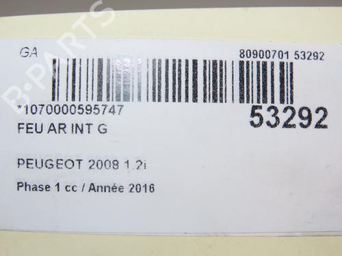 Used Left tailgate light PEUGEOT 2008 I (CU_) 1.2 THP 110 / PureTech 110 (110 hp) 28832618