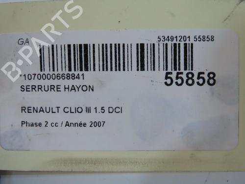 Used Tailgate lock RENAULT CLIO III (BR0/1, CR0/1) 1.5 dCi (C/BR0G, C/BR1G) (68 hp) 31242581