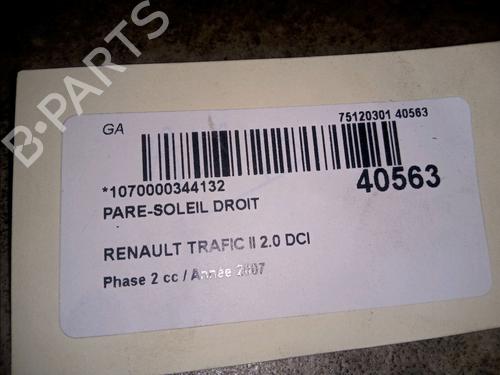 Used Right sun visor RENAULT TRAFIC II Bus (JL) 2.0 dCi 115 (JL00, JL01, JL0H, JL0M, JL0U) (114 hp) 9756010