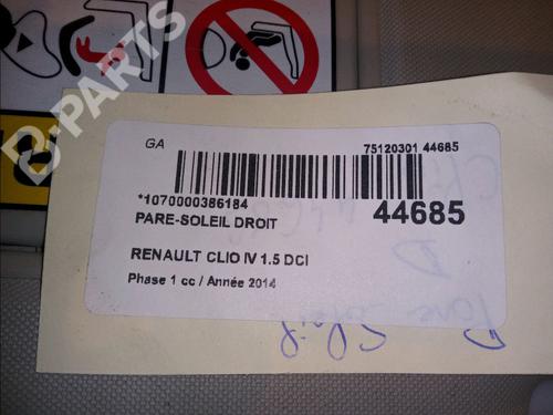 Right sun visor RENAULT CLIO IV (BH_) 1.5 dCi 90 | BP11103863I2 