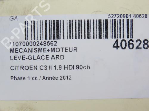 Rear right window mechanism CITROËN C3 II (SC_) 1.6 VTi 120 | BP28802071C25 