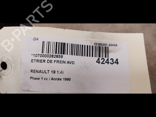 Used Right front brake caliper RENAULT 19 I (B/C53_) 1.4 (80 hp) 14877559