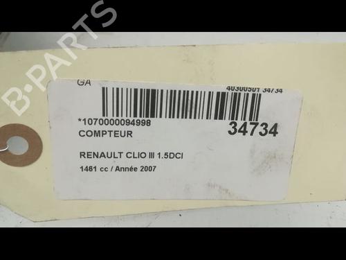 Used Instrument cluster Instrument cluster RENAULT CLIO III (BR0/1, CR0/1) 1.5 dCi (BR17, CR17) (86 hp) 9596995 9596995