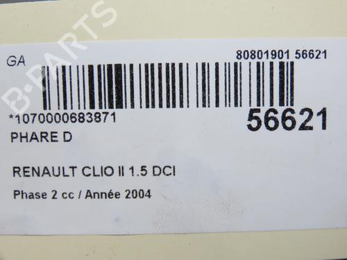 Scheinwerfer rechts für RENAULT CLIO II (BB_, CB_) 1.5 dCi (B/CB07) (65 hp) 30630891