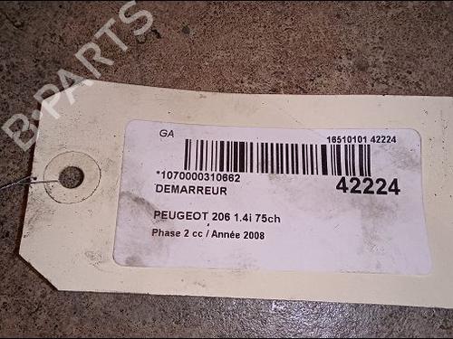 Used Starter PEUGEOT 206 Hatchback (2A/C) 1.4 i (75 hp) 9617966