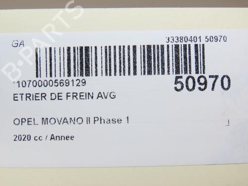 Used Left front brake caliper OPEL MOVANO B Van (X62) 2.3 CDTI RWD (FV) (163 hp) 23144910