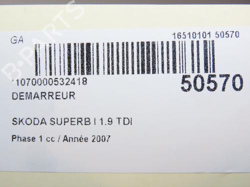 Used Starter SKODA SUPERB I (3U4) 1.9 TDI (115 hp) 28966989