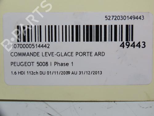 Used Right rear window switch Right rear window switch PEUGEOT 5008 (0U_, 0E_) 1.6 HDi (110 hp) 17527809 17527809
