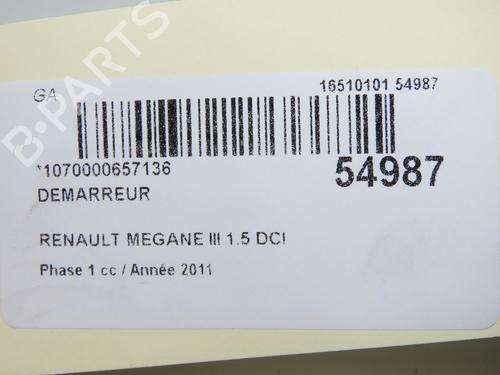 Motor arranque RENAULT MEGANE III Hatchback (BZ0/1_, B3_) 1.5 dCi (BZ09, BZ0D, BZ1W, BZ29, BZ14) (110 hp) 31179681
