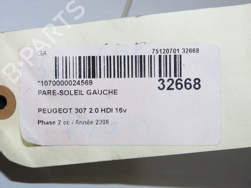 Used Left sun visor Left sun visor PEUGEOT 307 CC (3B) 2.0 HDi 135 (136 hp) 9596613 9596613