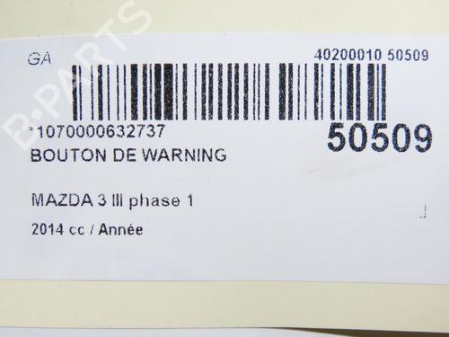 Warning switch MAZDA 3 (BM, BN) 2.0 | BP28830189I22 - Image 3