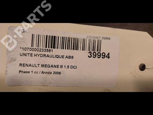 ABS pump RENAULT MEGANE III Hatchback (BZ0/1_, B3_) 1.5 dCi | BP9608023M43 