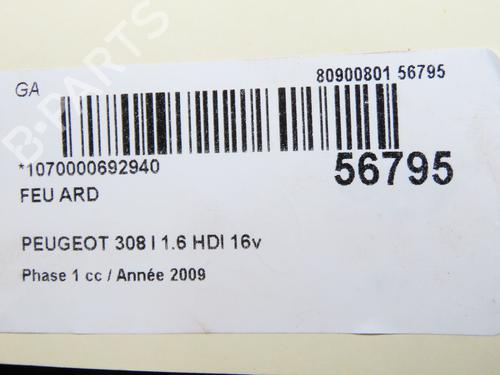 Used Right taillight PEUGEOT 308 I (4A_, 4C_) 1.6 HDi (109 hp) 31634224