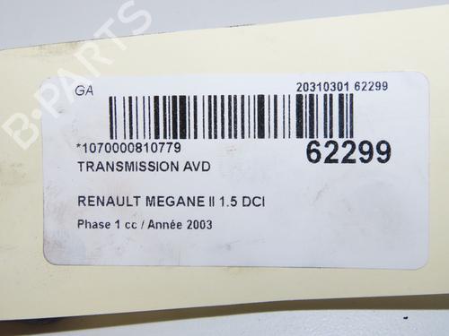 Used Right front driveshaft Right front driveshaft RENAULT MEGANE II (BM0/1_, CM0/1_) 1.5 dCi (BM0F, BM0T, BM2B, CM0F, CM0T) (82 hp) 39571978 39571978