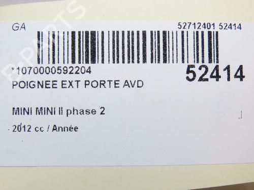 Used Front right exterior door handle MINI MINI (R56) One (98 hp) 24832316