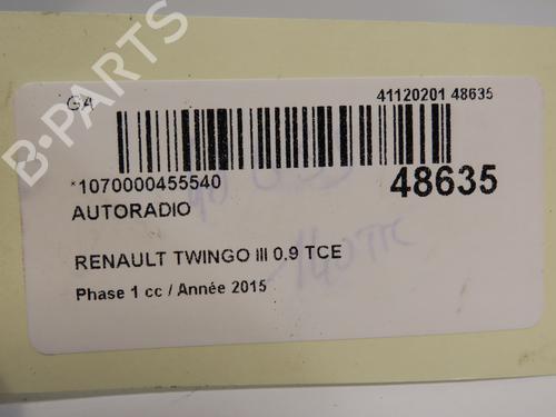 Used Radio Radio RENAULT TWINGO III (BCM_, BCA_) 0.9 TCe 90 (BCM9, BCM2) (90 hp) 19668657 19668657