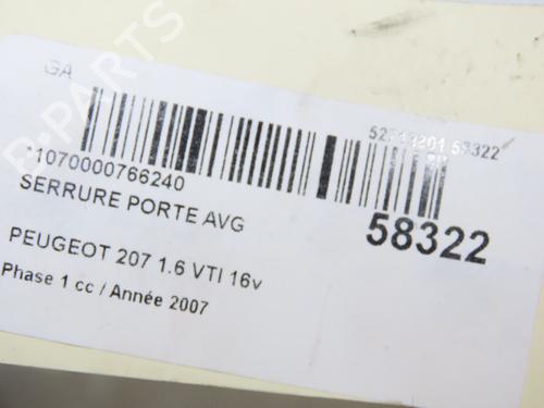 Used Front left lock Front left lock PEUGEOT 207 (WA_, WC_) 1.6 16V VTi (120 hp) 36444453 36444453