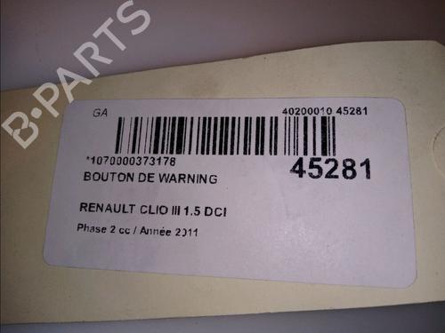 Used Warning switch RENAULT CLIO III (BR0/1, CR0/1) 1.5 dCi (75 hp) 11100824