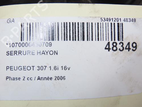 Tailgate lock PEUGEOT 307 (3A/C) 1.6 | BP28832209C101 