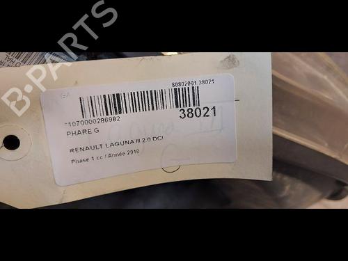 Used Left headlight Left headlight RENAULT LAGUNA III Grandtour (KT0/1) 1.5 dCi (KT0A, KT0R, KT02) (110 hp) 9610102 9610102