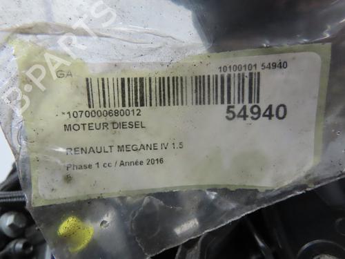 Used Engine Engine RENAULT MEGANE IV Hatchback (B9A/M/N_) 1.5 dCi 110 (B9A3) (110 hp) 33836365 33836365