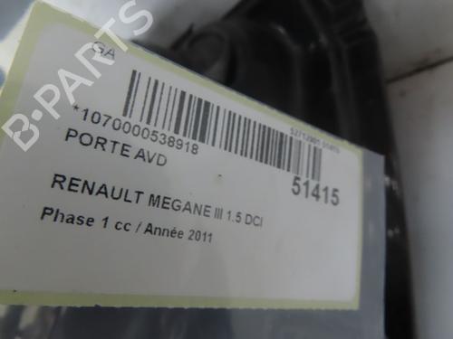 Used Right front door RENAULT MEGANE III Hatchback (BZ0/1_, B3_) 1.5 dCi (BZ0C) (90 hp) 28801926