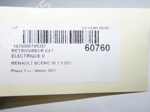 Used Right mirror Right mirror RENAULT SCÉNIC IV (J9_) 1.5 dCi 110 (110 hp) 39893929 39893929