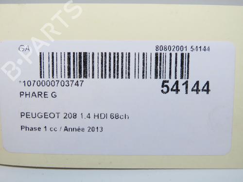 Left headlight PEUGEOT 208 I (CA_, CC_) 1.4 HDi | BP31692779C28 